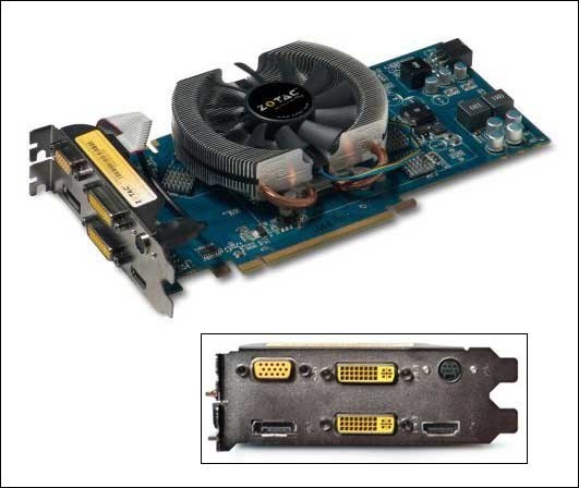 Zotac GeForce 9600 GT с шестью интерфейсами на задней панели